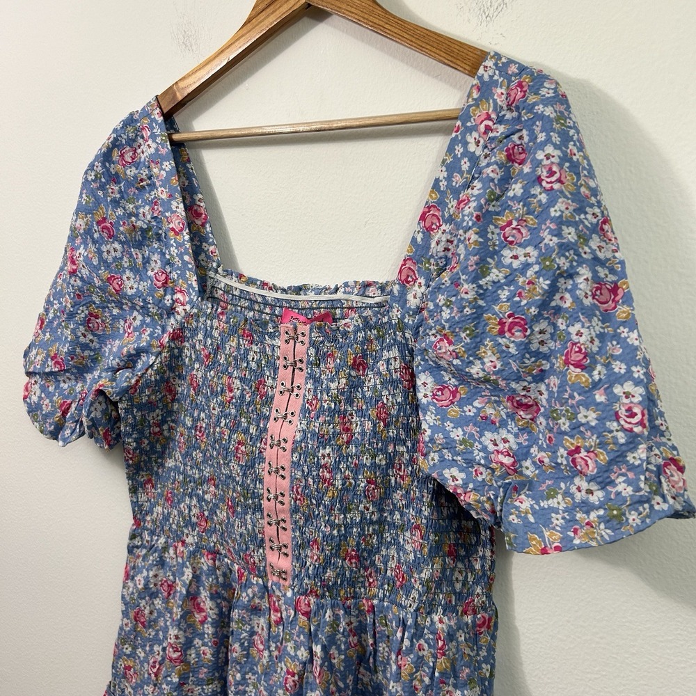 Betsey Johnson Dress Mini Blue Floral Size XL NEW - Picture 8 of 10
